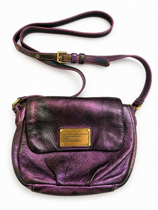Marc By Marc Jacobs Handbags - HTF Marc Jacobs Classic Q Karlie Metallic Crossbody Bag holographic Pink Napa